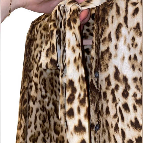 NWOT J.Crew Leopard Blouse with Tie Blouse Women's Top - Picture 3 of 4